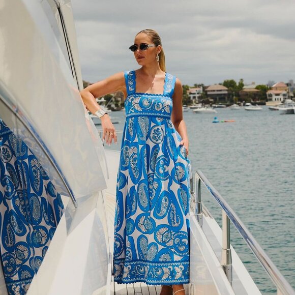 Alemais Blue and White Maxi Dress - Picture 1 of 10